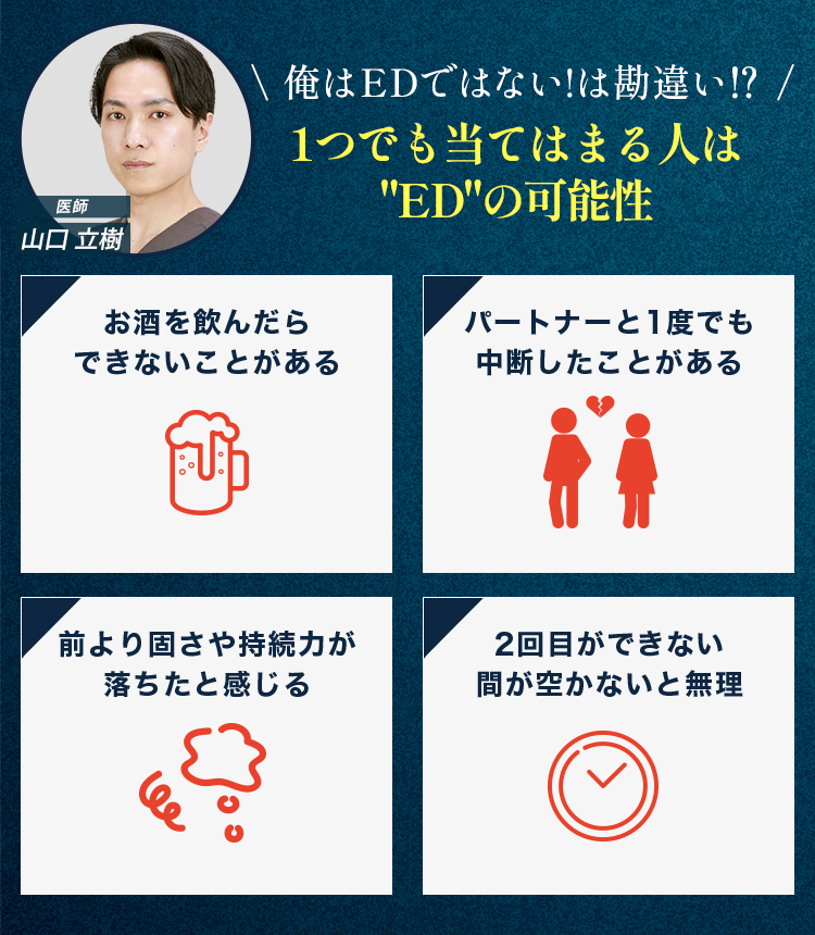 1つでも当てはまる人はEDの可能性!