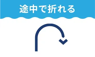 途中で折れる